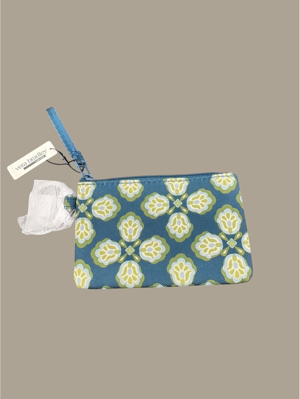 Vera Bradley Blue and Green Floral Zip ID Case